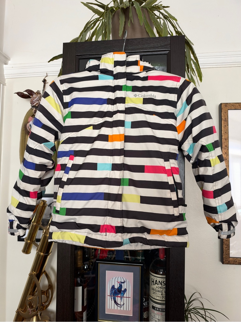 Columbia Girls Omni-tech waterproof ski striped jacket